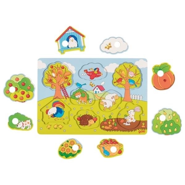 Goki houten puzzel In de tuin