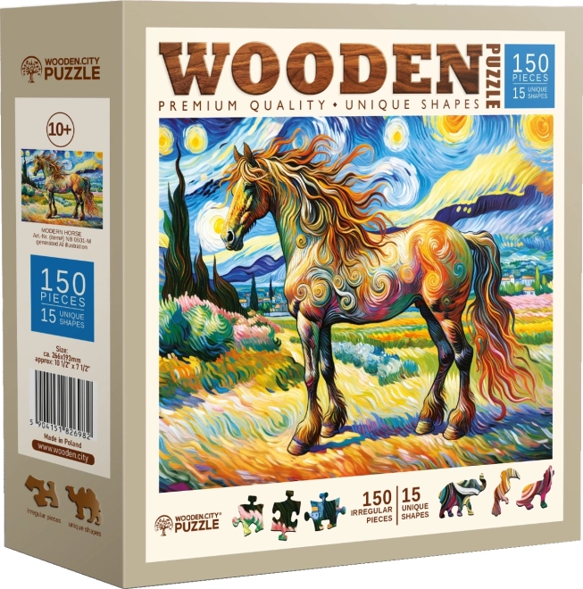 Houten puzzel moderne paard 150 stukjes WOODEN CITY