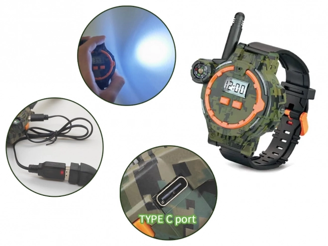 Militaire horloge met radio en kompas