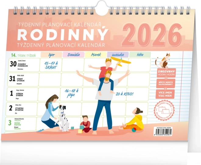 Notique wekelijkse familieplanningskalender met haak 2026
