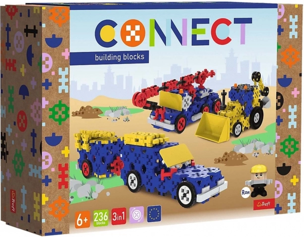 Bouwset 3-in-1 bouwmachines en SUV met aanhanger TREFL Connect