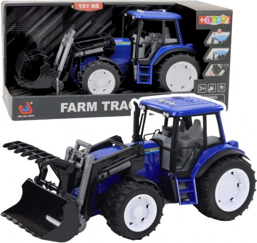 Kindertrekker met beweegbare laadschop, licht en geluid – blauw 1:10