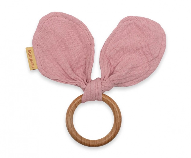 Bijtring New Baby Roze Oortjes