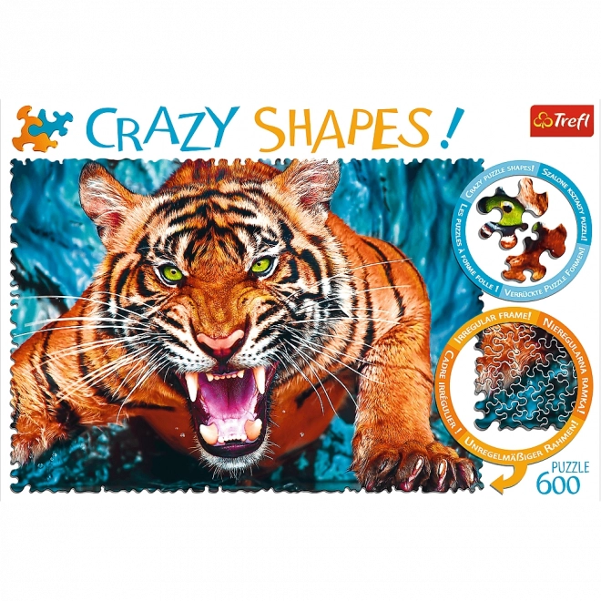 TREFL Crazy Shapes puzzel Tijgeraanval 600 stukjes