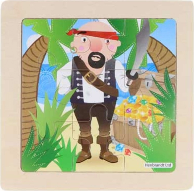 Houten puzzel piraten 9 stukken