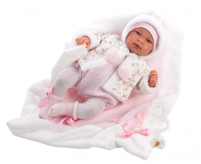 Realistische pop baby met geluiden en zacht lichaam 44 cm