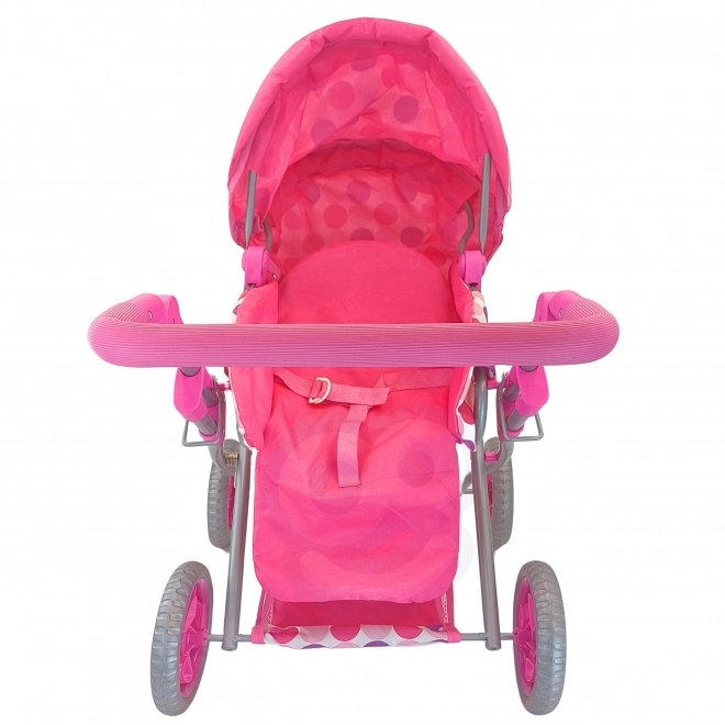 kinderwagen voor poppen 3-in-1 roze met stippen