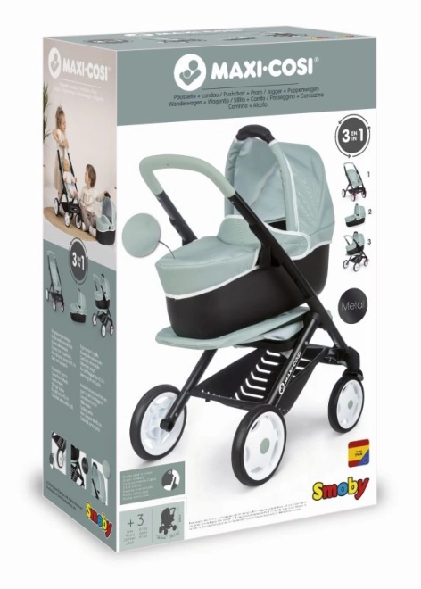 Gecombineerde poppenwagen Maxi Cosi groene-grijze