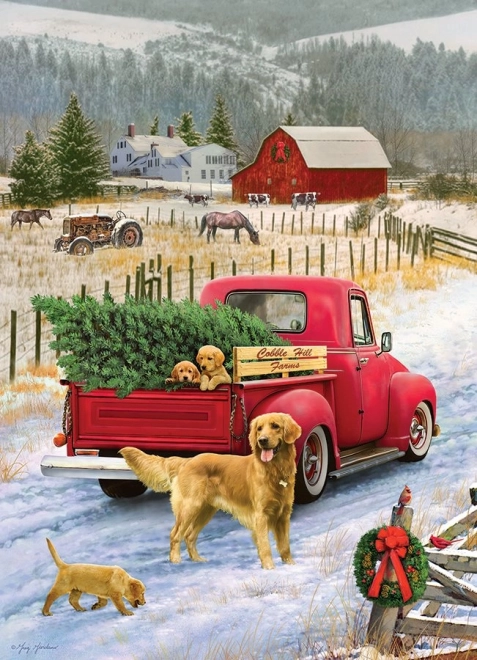 Puzzel Kerst op de boerderij 1000 stukjes Cobble Hill