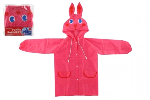 Kinder regenjas konijn maat 110-120cm roze in zak 23x25cm