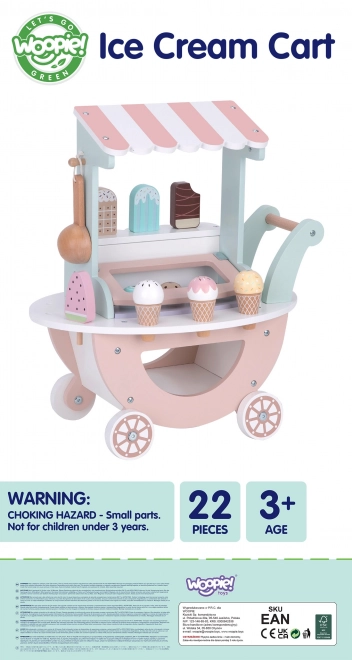 Houten wagen met ijs WOOPIE Green