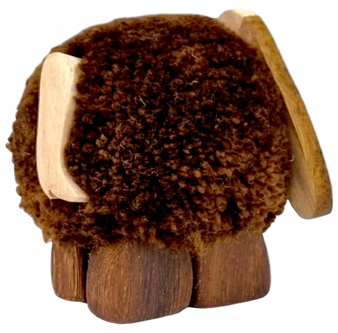 Houten hondenbeeldje met pompon XL