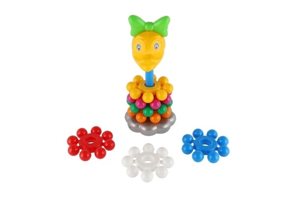 Stapelbare piramide met ringen van plastic 26cm in net 12m+