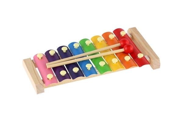 Xylofoon hout/metaal 24cm met stokken in doos 25x13x4cm