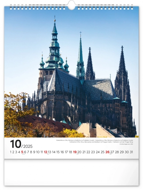 Muurkalender Praag 2025, 30 × 34 cm