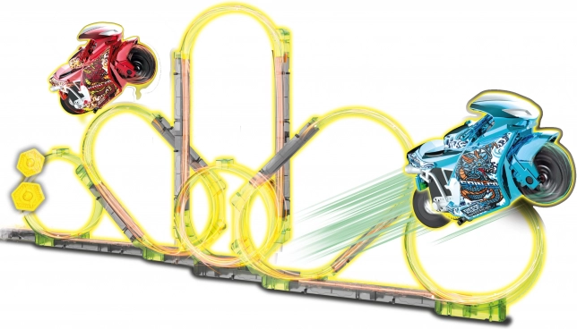 Spin en Bouw superbaan met twee motorfietsen