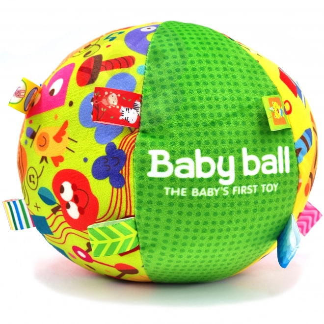 Zachte bal voor baby's met labels en geluiden
