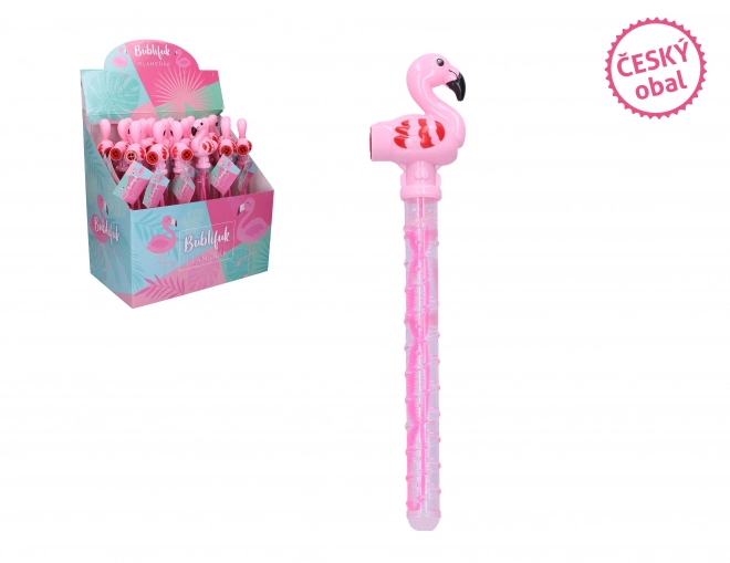 Bellenblaas flamingo met fluitje 37 cm