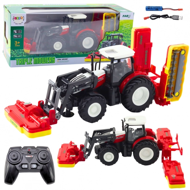 Leuke tractor met afstandsbediening en grasmaaiers