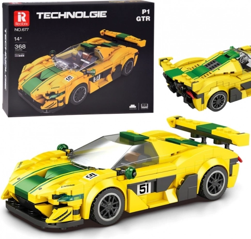 Technische bouwset sportauto geel‑groen 368 stukjes