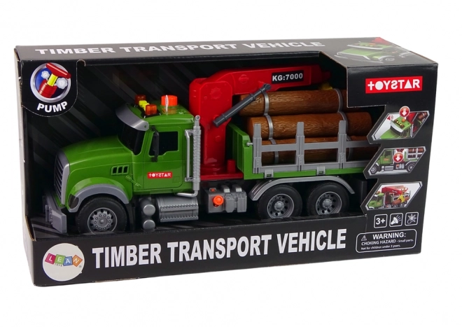 Speelvoertuig met kraan voor houttransport
