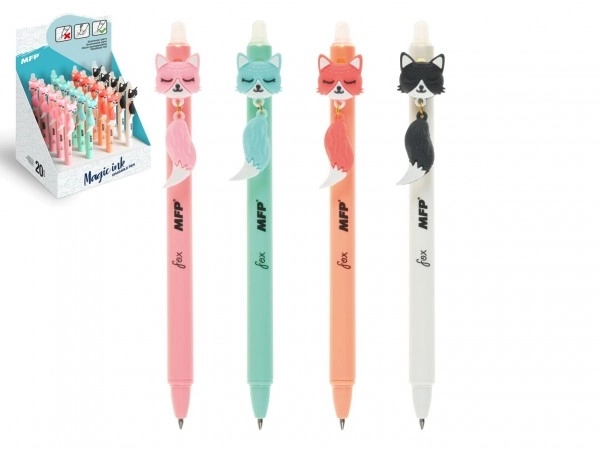 Balpen met gummirubber met vos 0,5 plastic blauw 4 kleuren 36st in doos