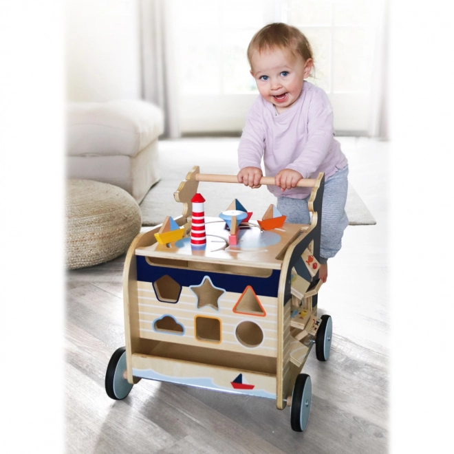Houten loopwagen in de vorm van een walvis Small Foot
