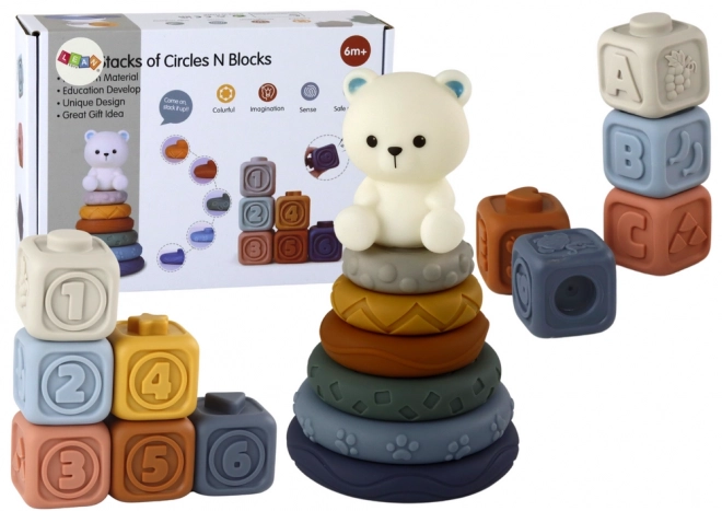 Educatieve set van zachte blokken voor peuters Teddy Beer Piramide