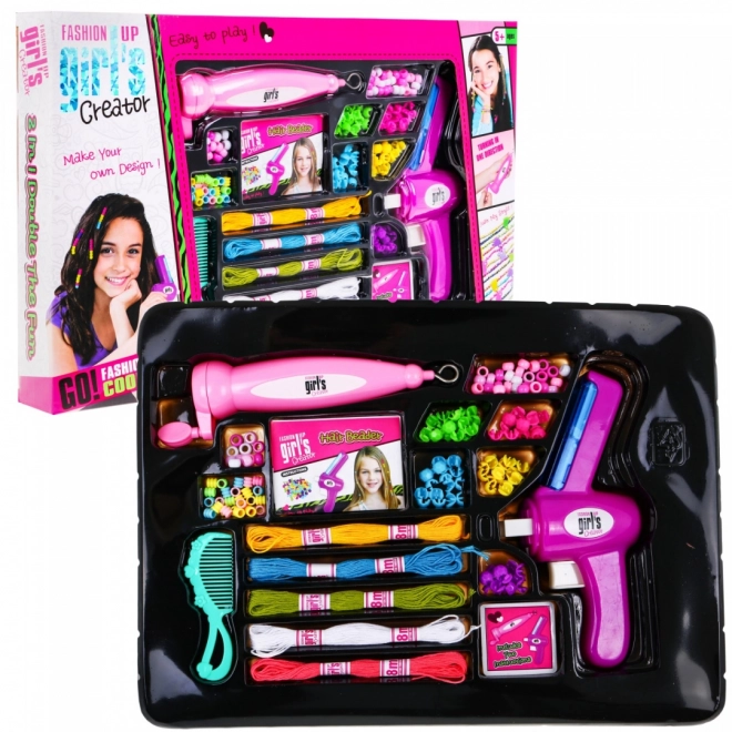Set met kralen en armbanden voor haar voor kinderen 5+ Vlechtmachines + accessoires