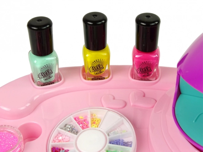 Kinderset voor nageldecoratie met glitter en lamp