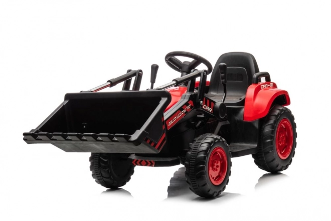 Rode kindertraktor met oplaadbare batterij en schop