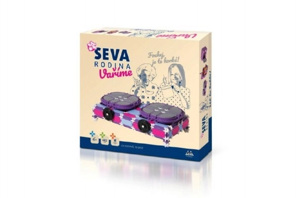 Bouwset SEVA FAMILIE Koken kookplaat+robot+magnetron plastic 682 onderdelen in doos 35x33x8,5cm