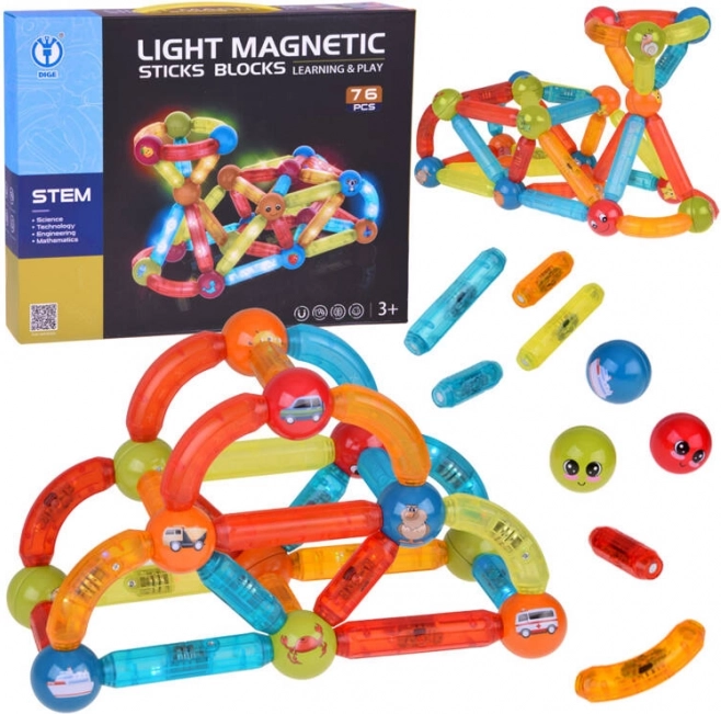 Kleurige magnetische bouwset Jokomisiada met LED-verlichting