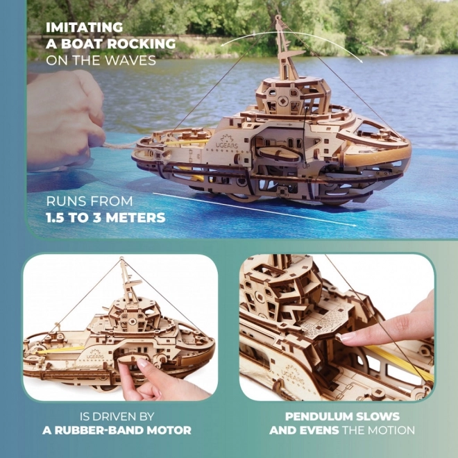 Ugears 3D puzzel - Sleepboot 169 stukken