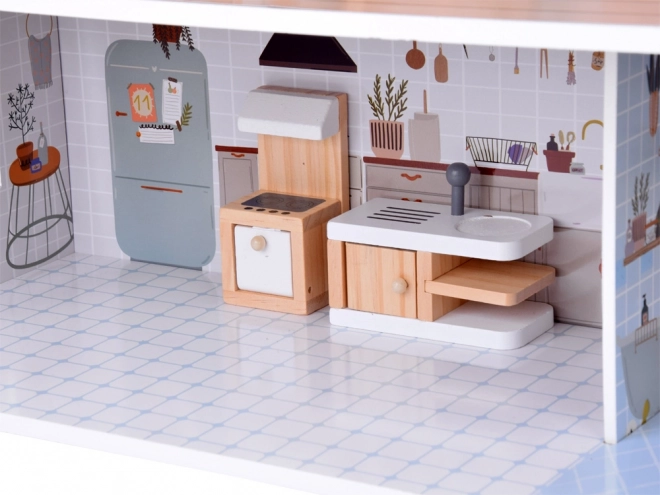 Betoverend huisje met meubels Stijlvolle houten villa voor poppen ZA5368
