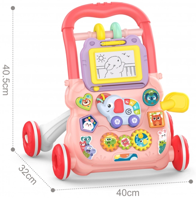 Interactieve loopstoel Woopie Baby met muziek en tekentafel