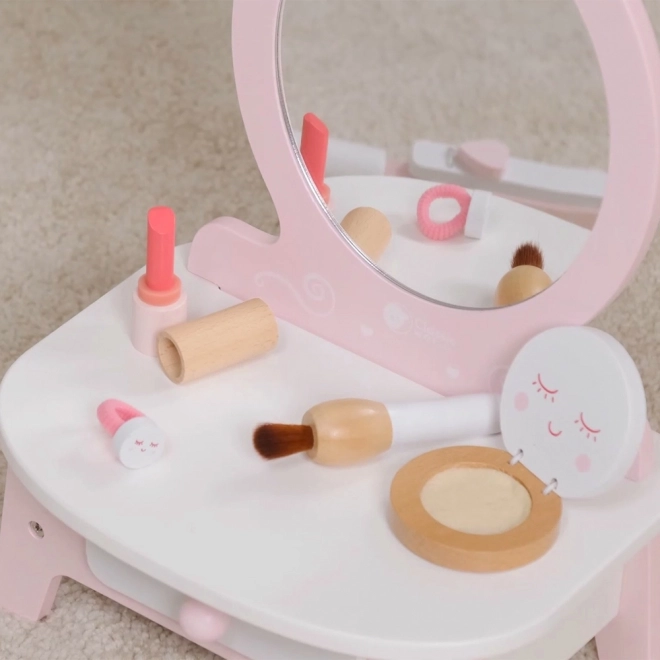 Houten kaptafel voor kinderen met spiegel en accessoires van Classic World