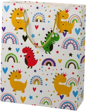 Cadeautas kleurrijke dinosaurussen regenboog 32 × 26 × 10 cm