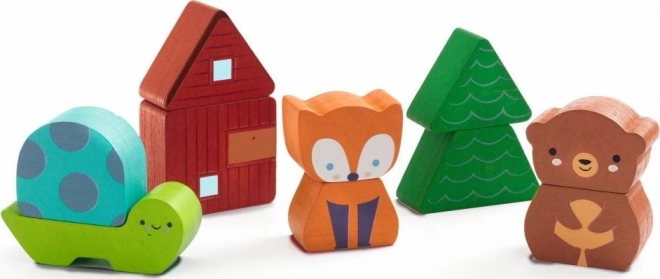 DJECO Houten Inlegpuzzel Bosdieren 11 stukjes