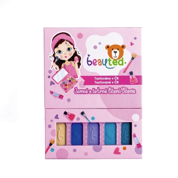 Kinderset make-up beauted palet met spiegel met magnetische sluiting 11x14,5x1cm in folie