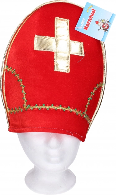 Mikulas-muts van fleece met gouden borduursel 31 × 28 cm