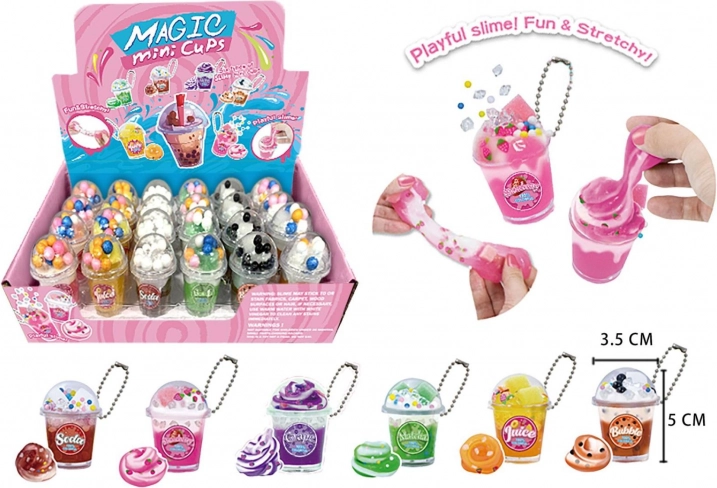 Sleutelhanger met mini-slijm in een bekertje
