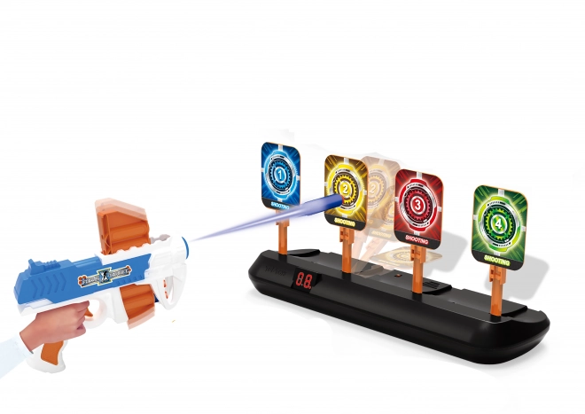 Pistool met schuimrubberen kogels en digitaal doelwit
