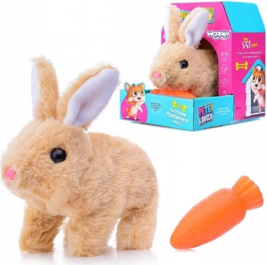 Interactief pluchen konijntje met wortel WOOPIE – beige