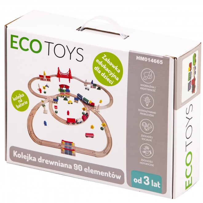 Houten Spoorweg op Batterijen 90 Stukken Ecotoys