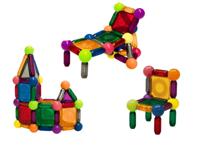 Magnetische bouwstenen met verlichting in een emmer 80 stuks