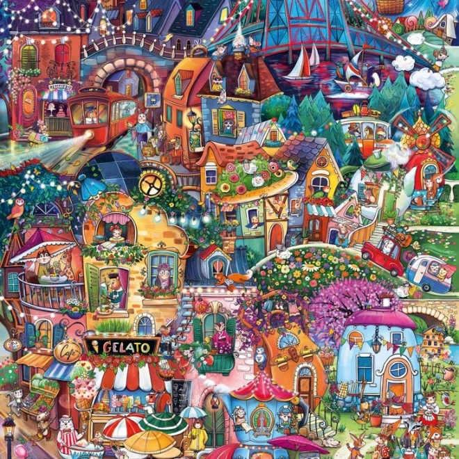 Puzzle HEYE Happy Town: Goedenavond! 1000 stukjes
