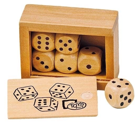 Houten dobbelstenen in doosje - GOKI