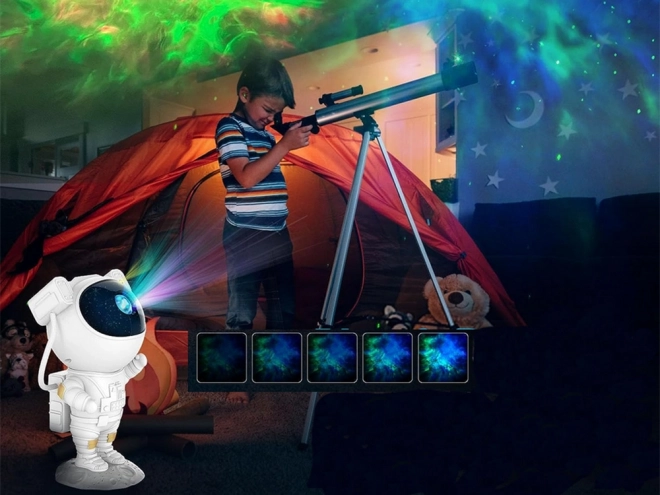 Sterrenprojector in de vorm van een astronaut met afstandsbediening