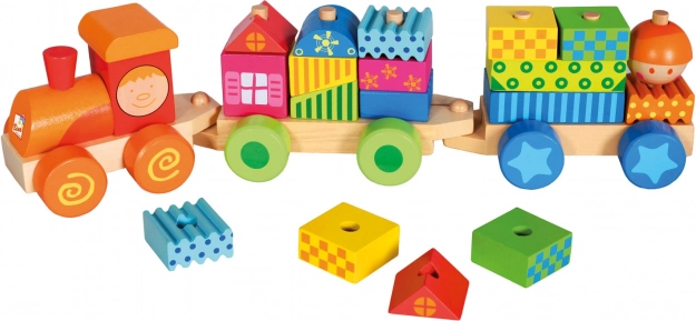 Bino houten treintje met huisjes